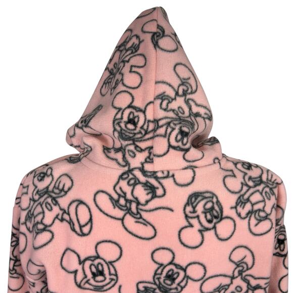 Disney Mickey Mouse Hoodie Women Size Small Pink Blush Cozy 1/4 Zip Fleece Top - Picture 6 of 12